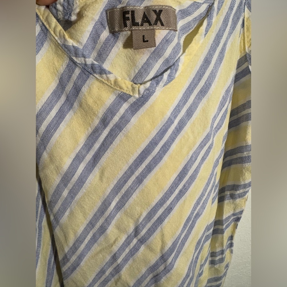 Flax Adjustable Spaghetti Strap Striped Linen Ble… - image 4